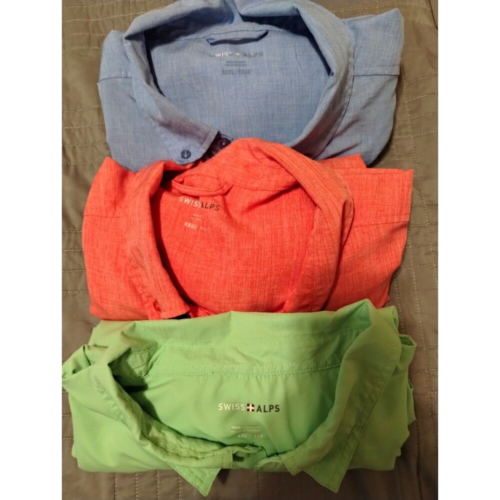 Lot-3 Swiss Alps Men's 3XL Fishing Shirts Short Sleeves Vented Utility